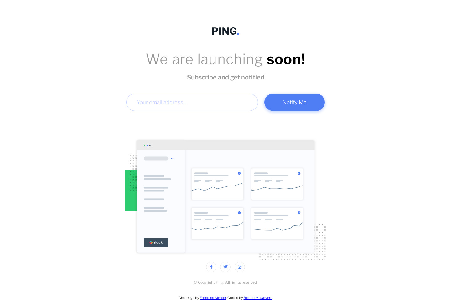 Ping Coming-Soon Challenge from FrontendMentor